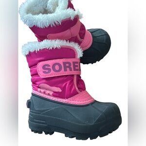 Sorel Pink Faux Fur Lined Snow Boots Waterproof Insulated Cozycore Winter Size 8